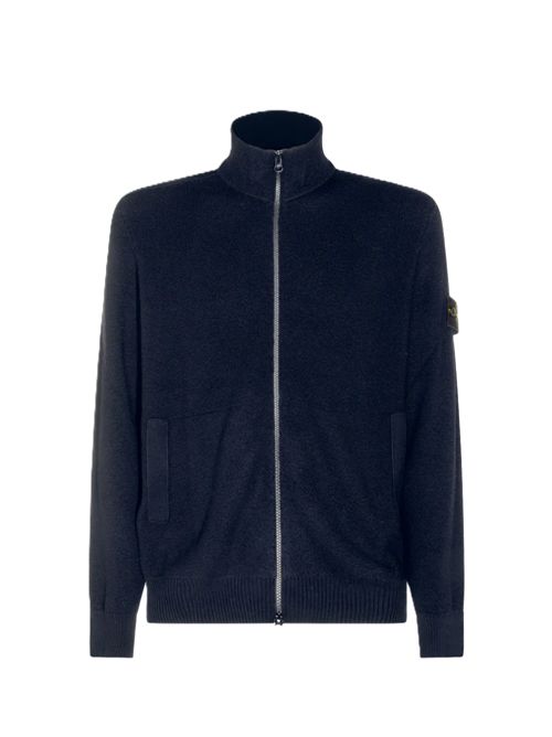Stone Island Logo Patch Zipped Sweatshirt Stone Island | L2S15 5100012 S01C4V0020 NAVY BLUE